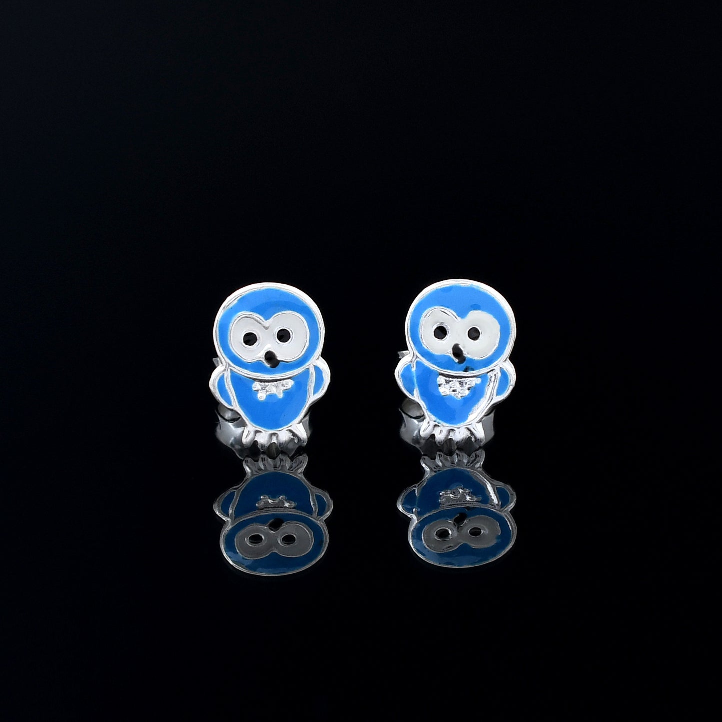 Enamel Sparrow Design 925 Sterling Silver Studs