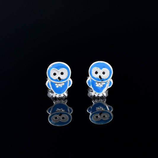 Enamel Sparrow Design 925 Sterling Silver Studs