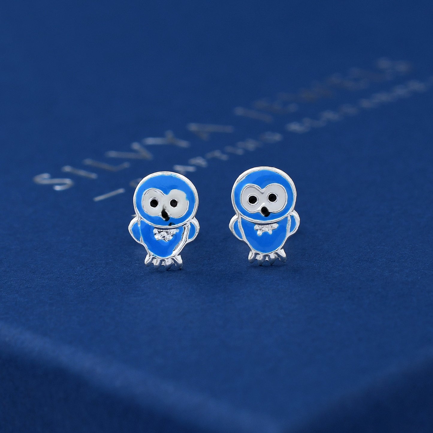 Enamel Sparrow Design 925 Sterling Silver Studs