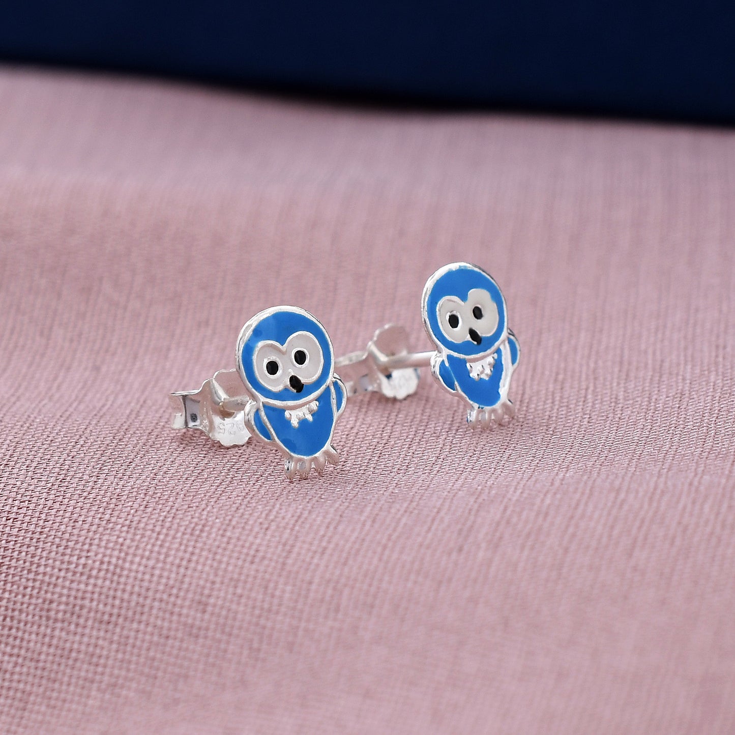 Enamel Sparrow Design 925 Sterling Silver Studs