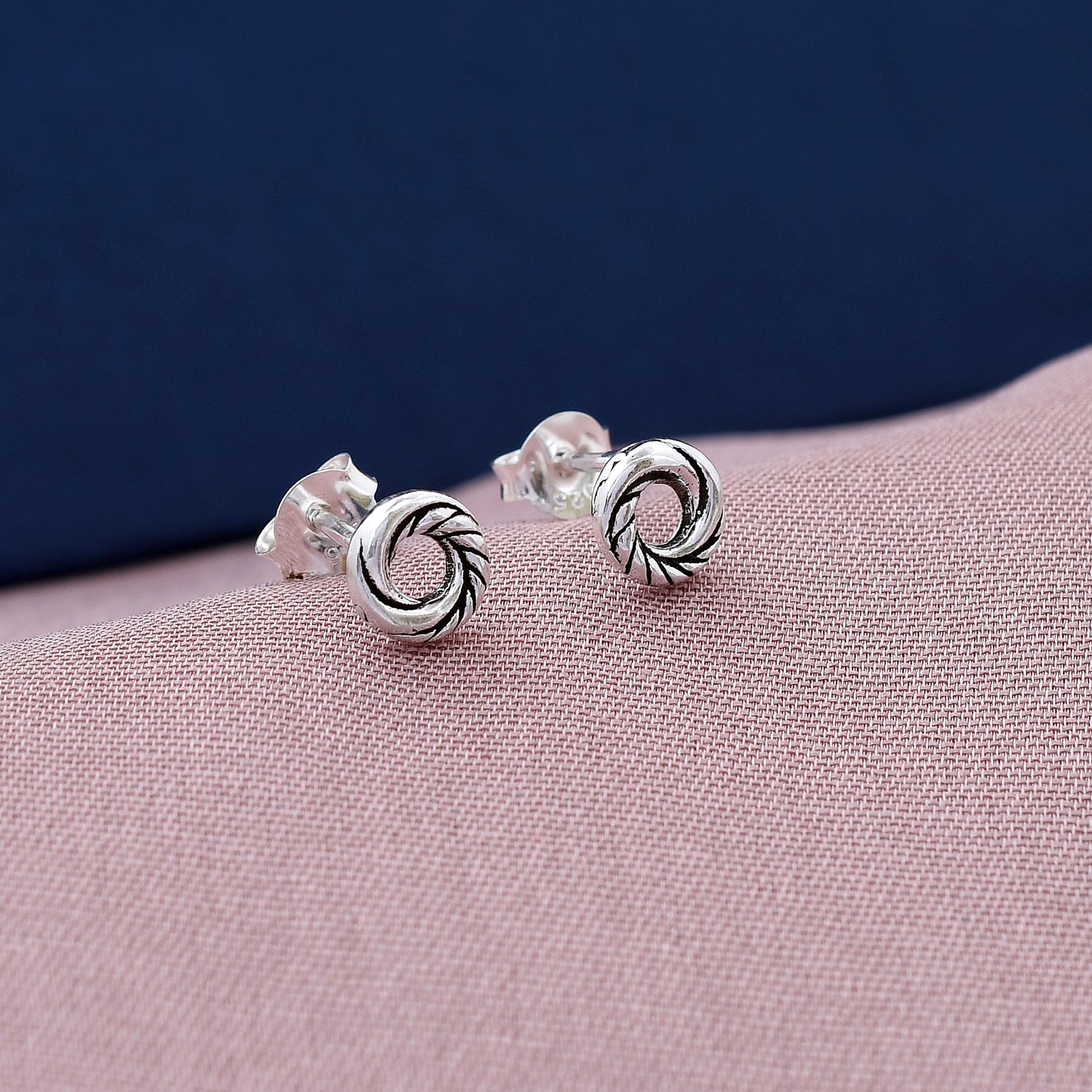Tiny Rope Open Design 925 Sterling Silver Studs