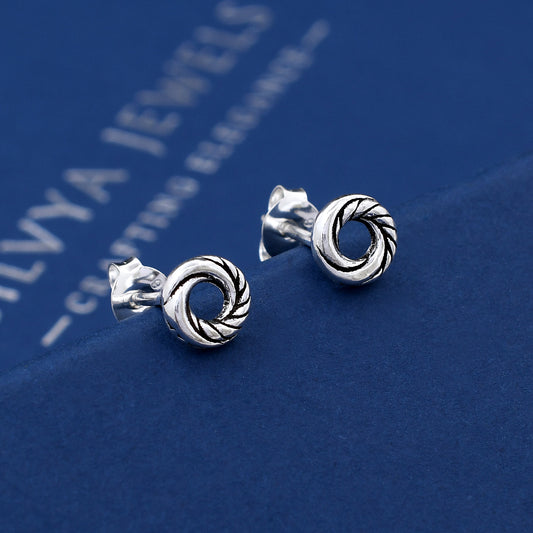 Tiny Rope Open Design 925 Sterling Silver Studs