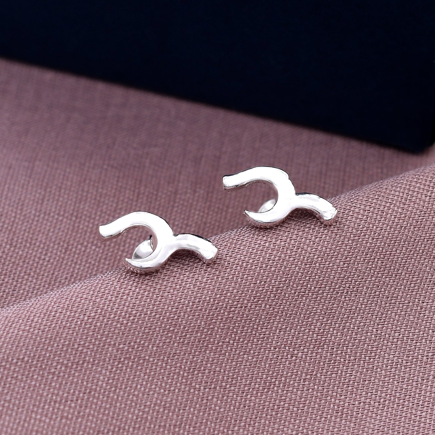 Diamond Horseshoe 925 Sterling Silver Studs
