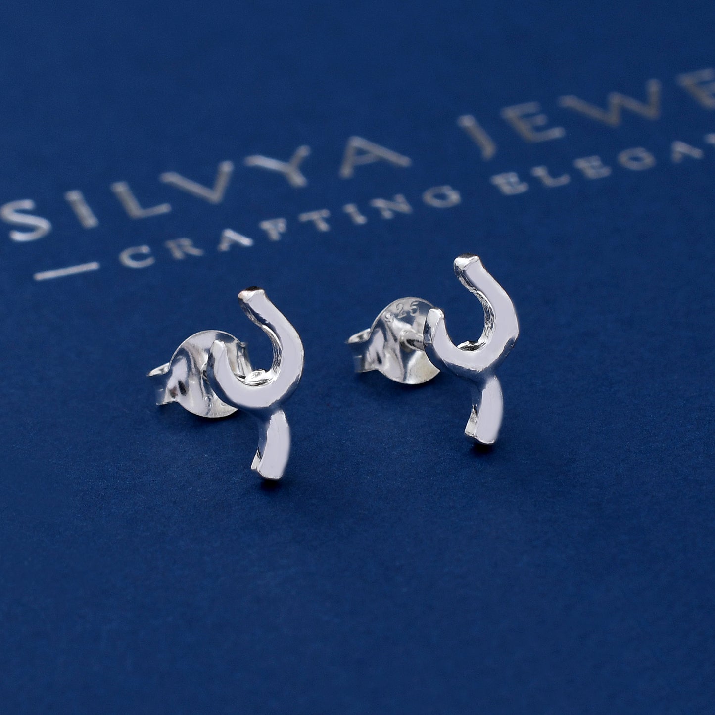 Diamond Horseshoe 925 Sterling Silver Studs