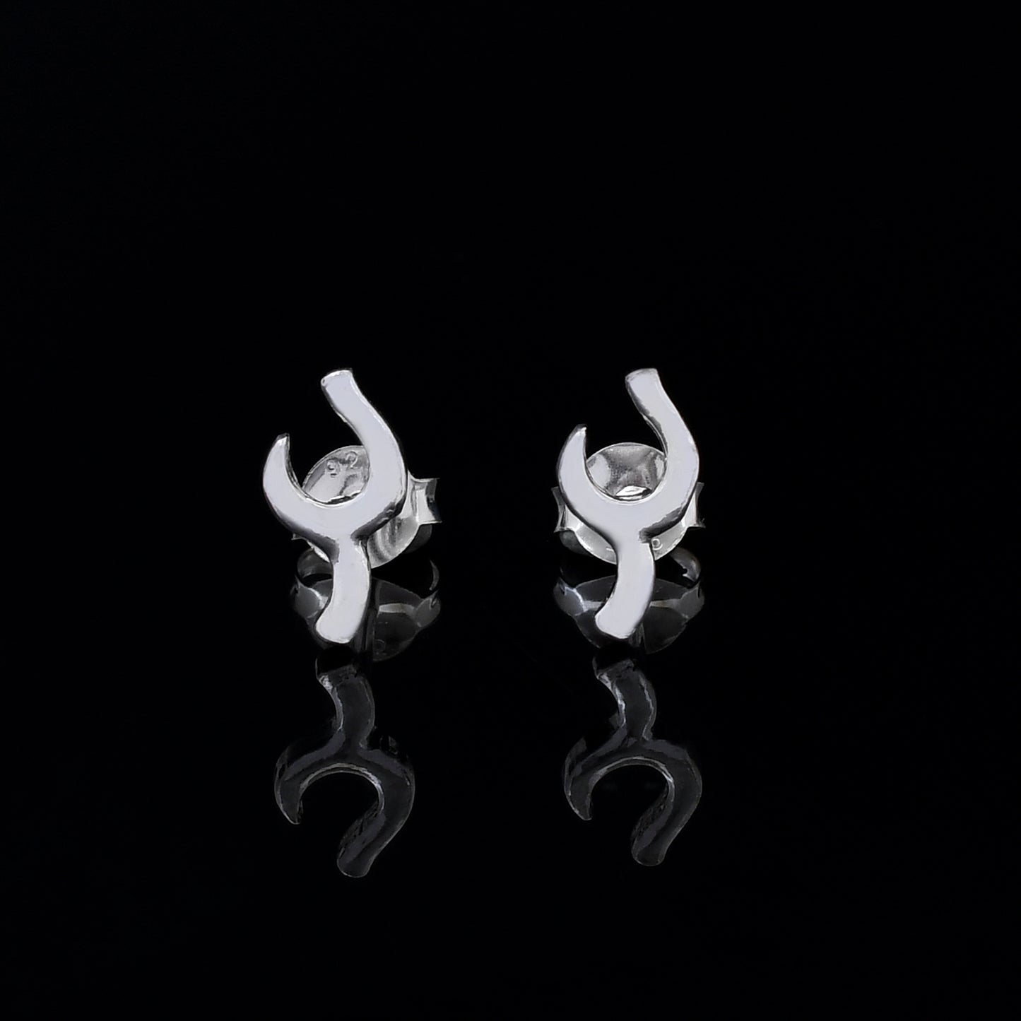 Diamond Horseshoe 925 Sterling Silver Studs