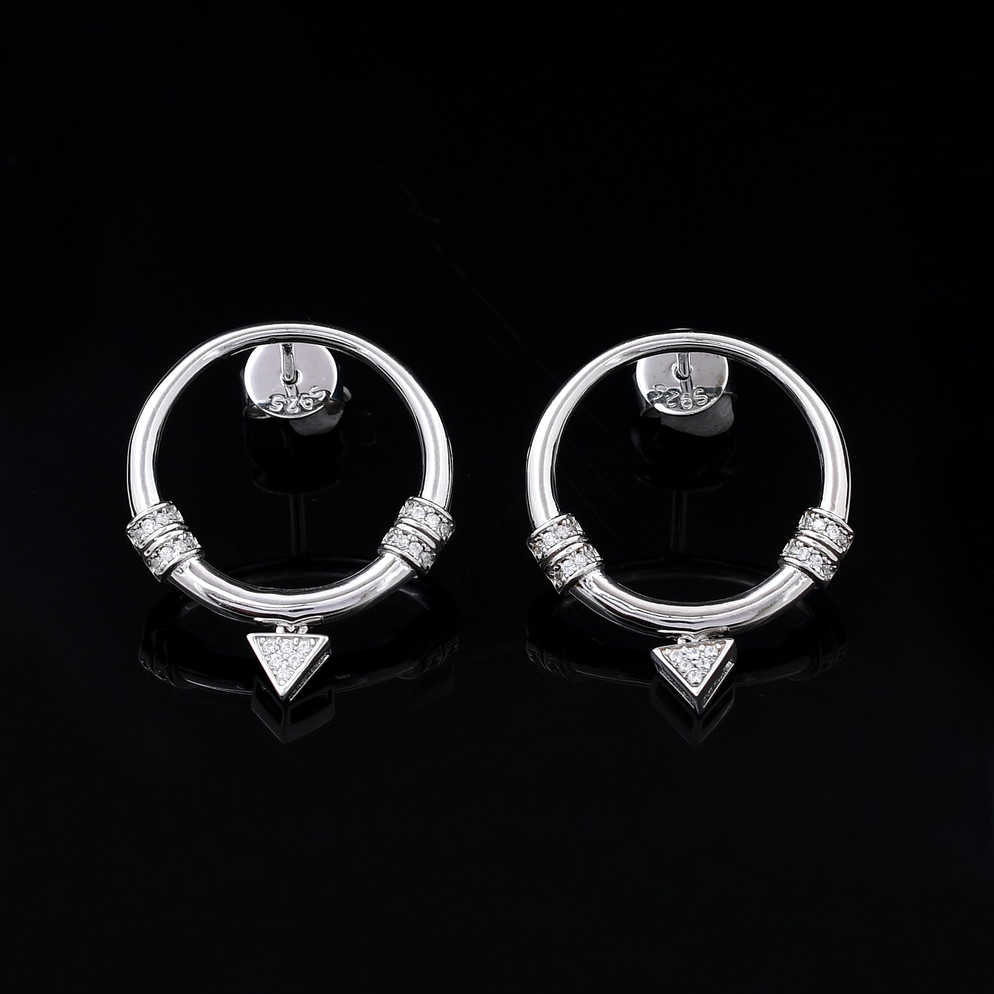 Round Triangle Shape 925 Sterling Silver Earring