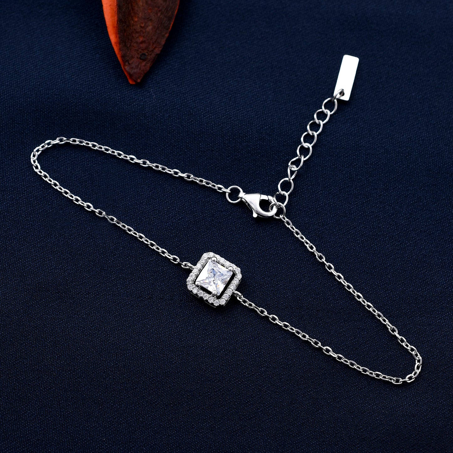 Square Diamond 925 Sterling Silver Bracelet
