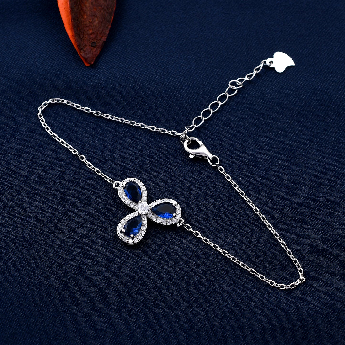 Blue Heart Design 925 Sterling Silver Bracelet