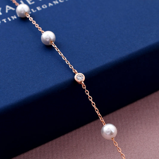 Round Cut Pearl 925 Sterling Silver Bracelet
