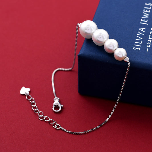 Caps Pearl Design 925 Sterling Silver Bracelet