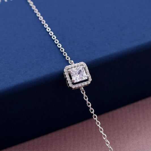 Square Diamond 925 Sterling Silver Bracelet