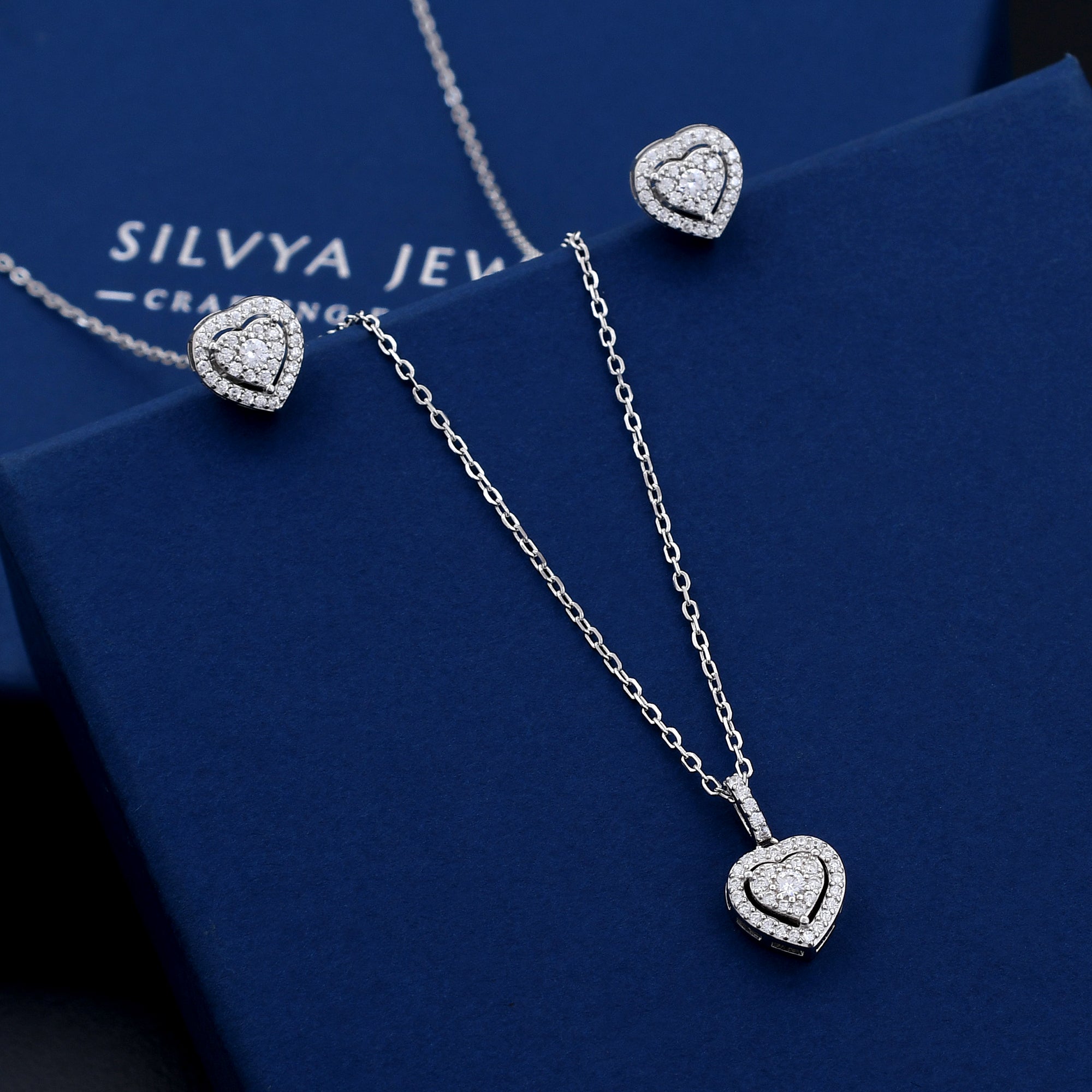 Heart Design 925 Sterling Silver Pendant Set