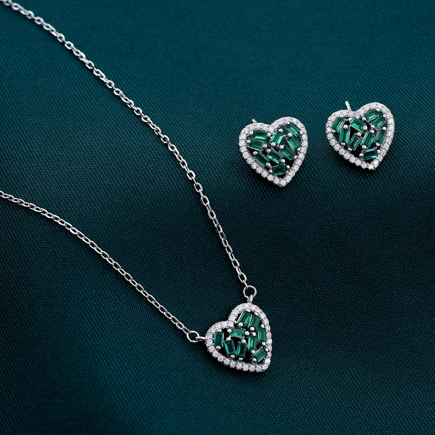 Heart Design 925 Sterling Silver Pendant Set