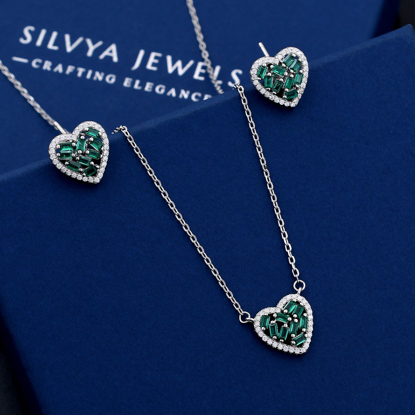 Heart Design 925 Sterling Silver Pendant Set