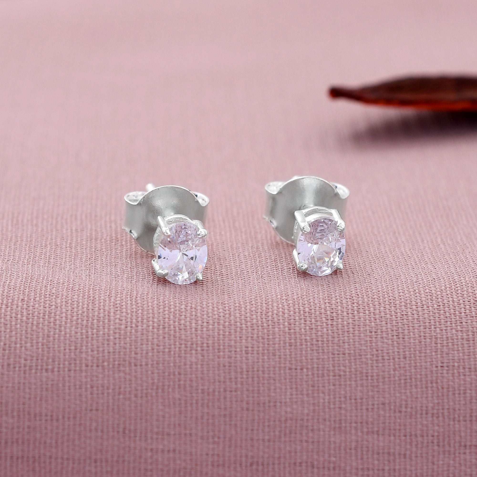 Oval Shape 925 Sterling Silver Studs