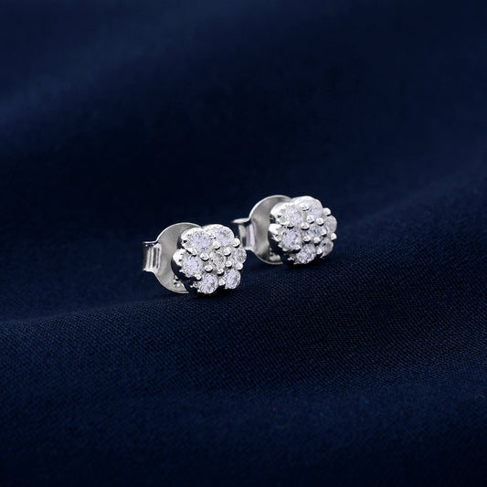 Flower Shape 925 Sterling Silver Studs