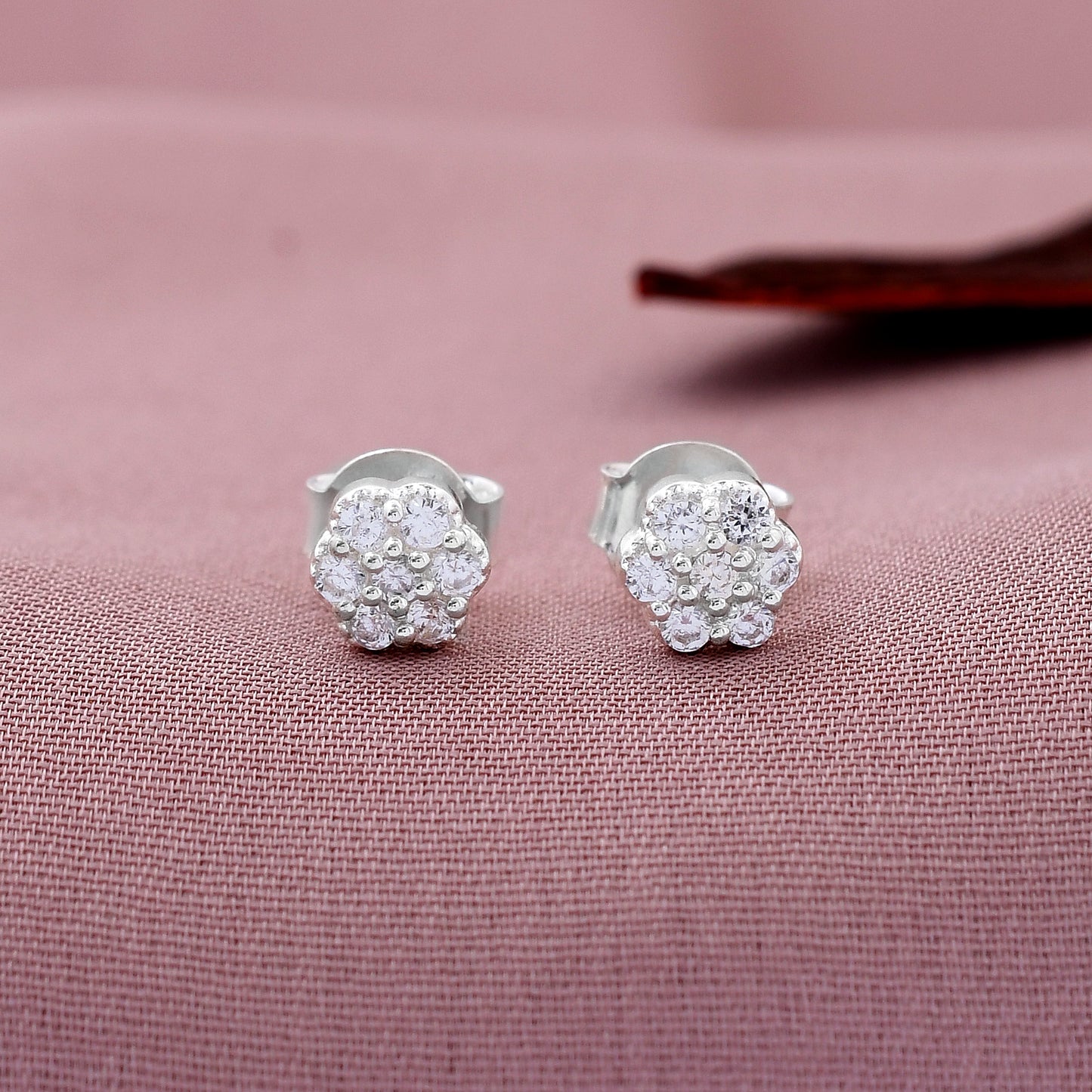 Flower Shape 925 Sterling Silver Studs