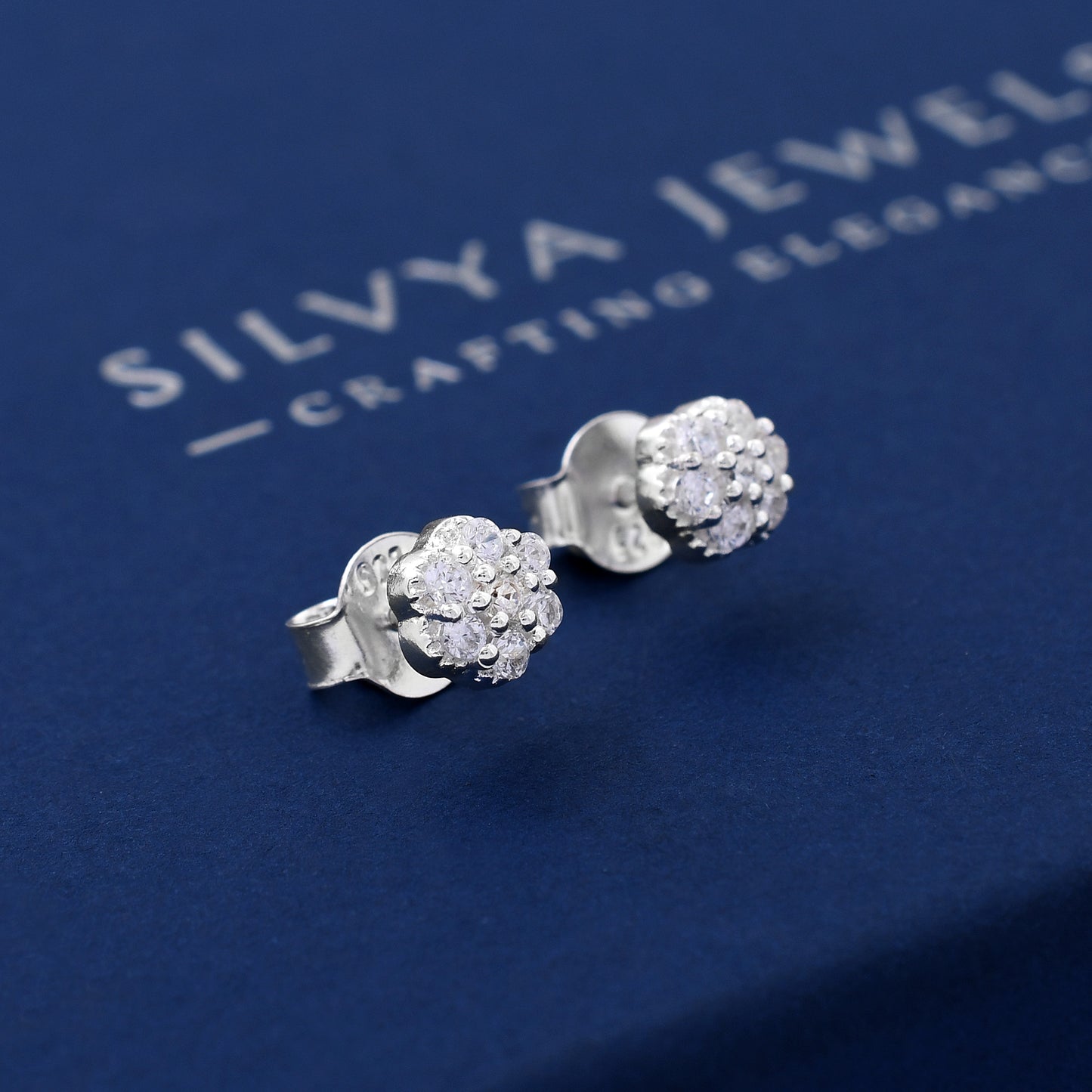 Flower Shape 925 Sterling Silver Studs