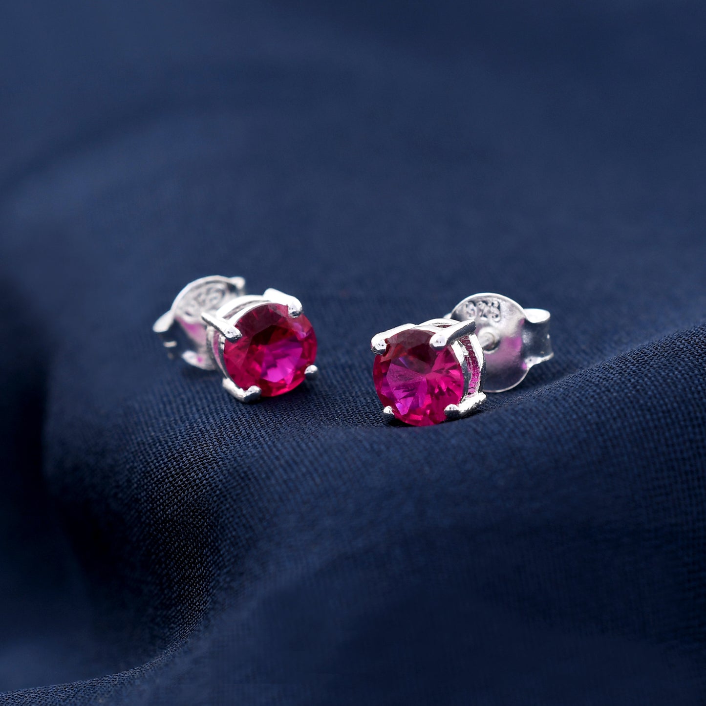 Rhodium Plated Shaped 925 Sterling Silver Studs