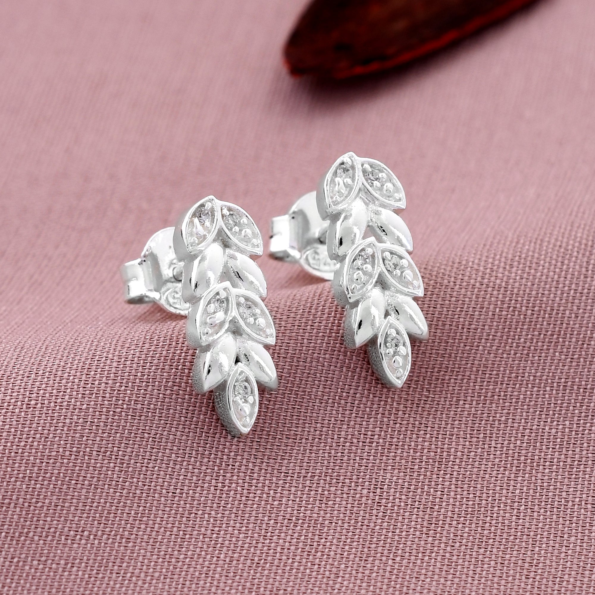 Leaf Design 925 Sterling Silver Studs