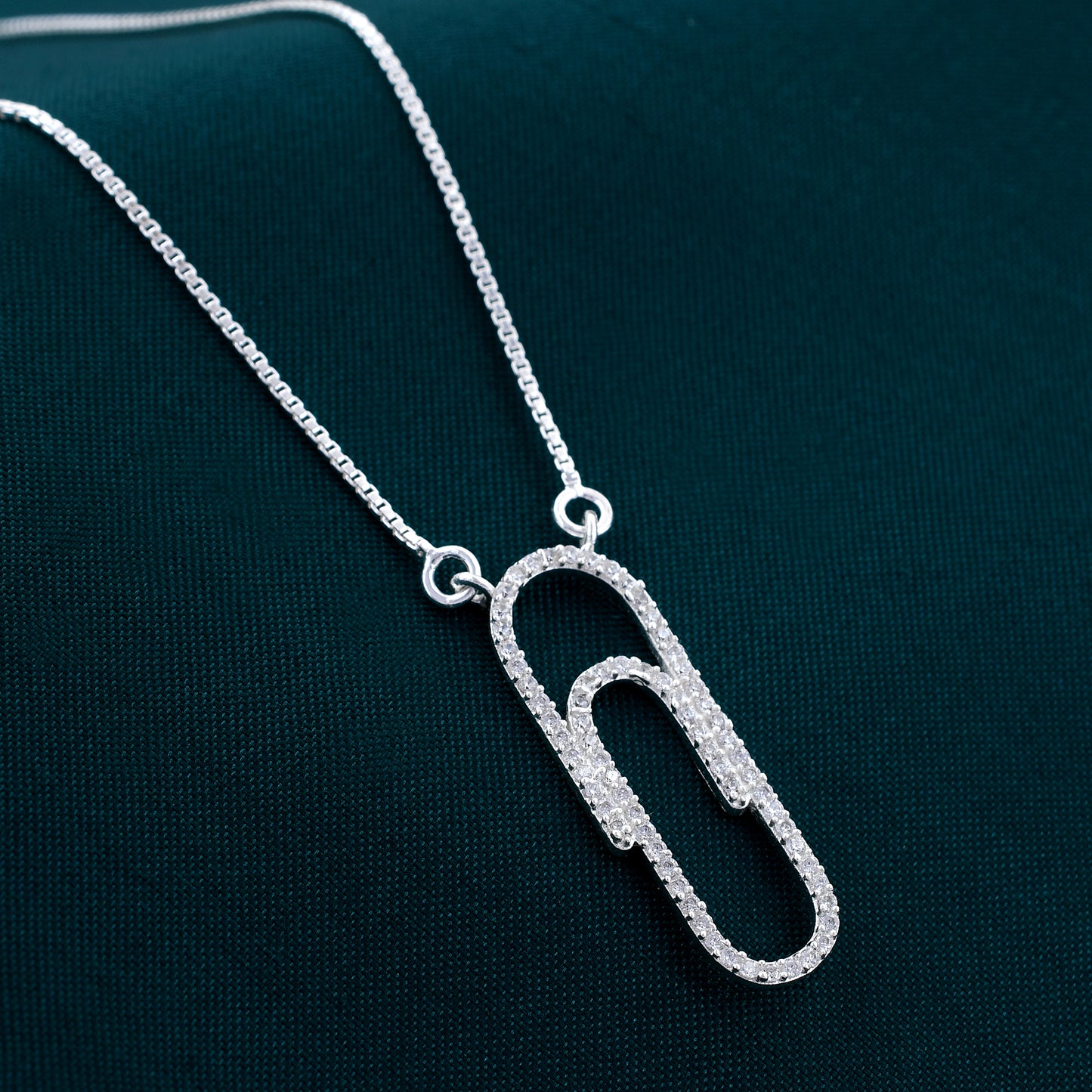 Paper Clip Diamond 925 Sterling Silver Pendant