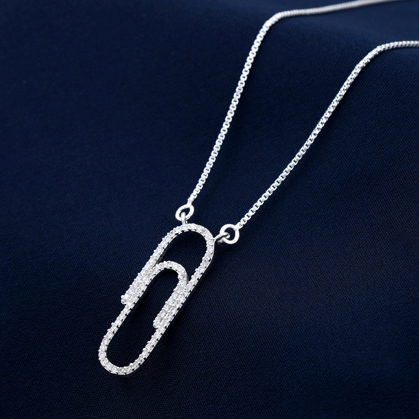 Paper Clip Diamond 925 Sterling Silver Pendant