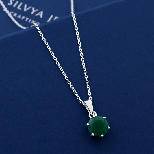 Green Dark Emerald Colour 925 Sterling Silver Pendant