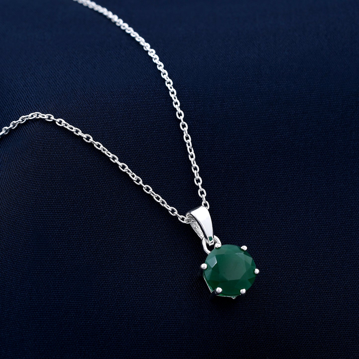 Green Dark Emerald Colour 925 Sterling Silver Pendant