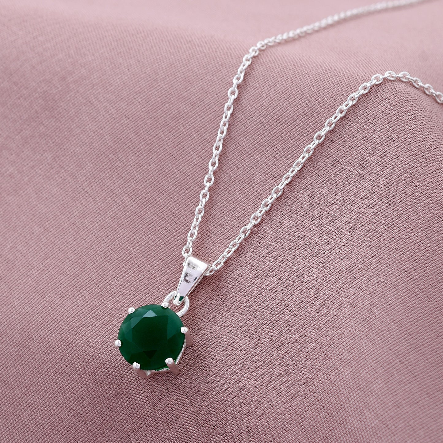 Green Dark Emerald Colour 925 Sterling Silver Pendant