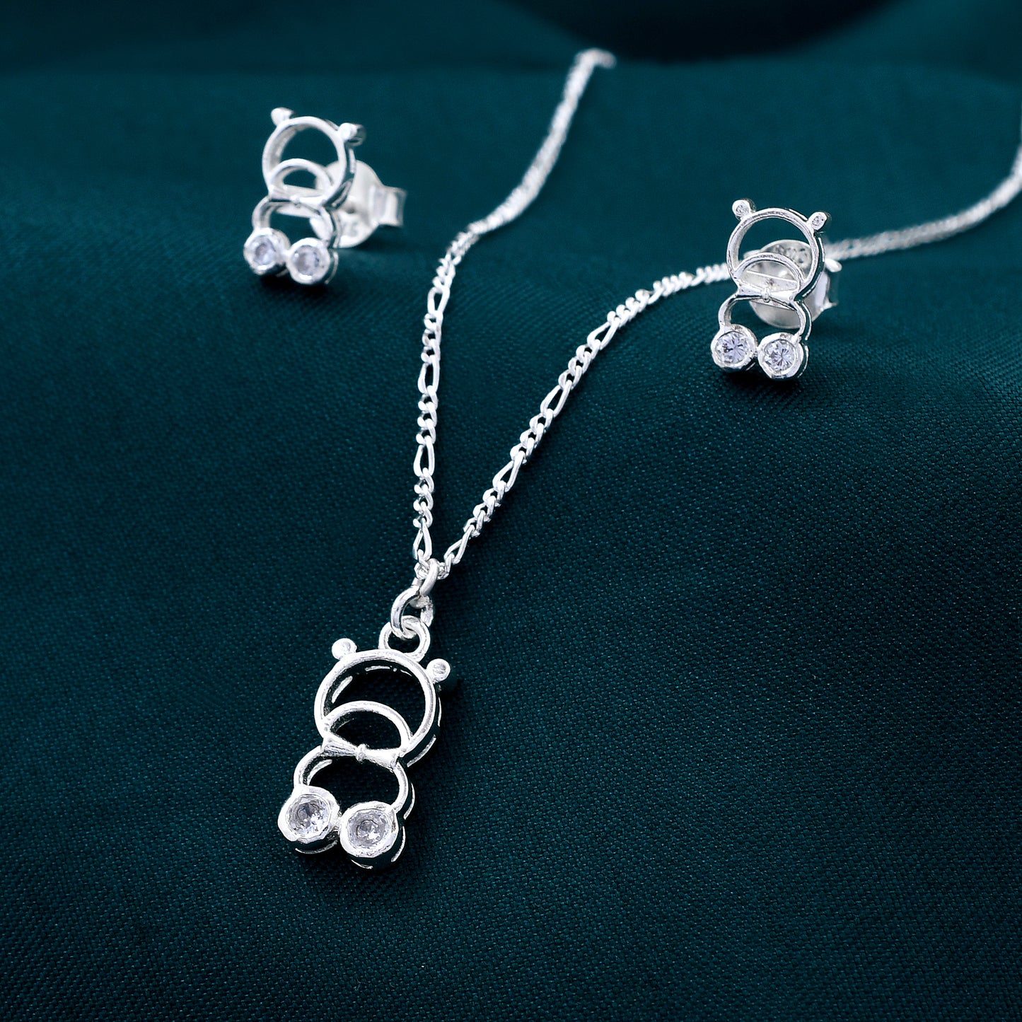 Teddy Design 925 Sterling Silver Pendant Set