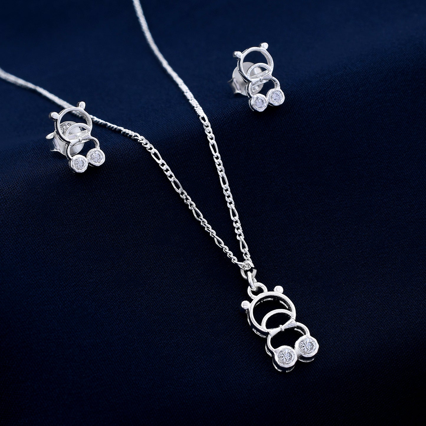 Teddy Design 925 Sterling Silver Pendant Set