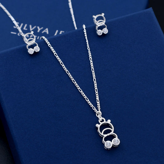 Teddy Design 925 Sterling Silver Pendant Set