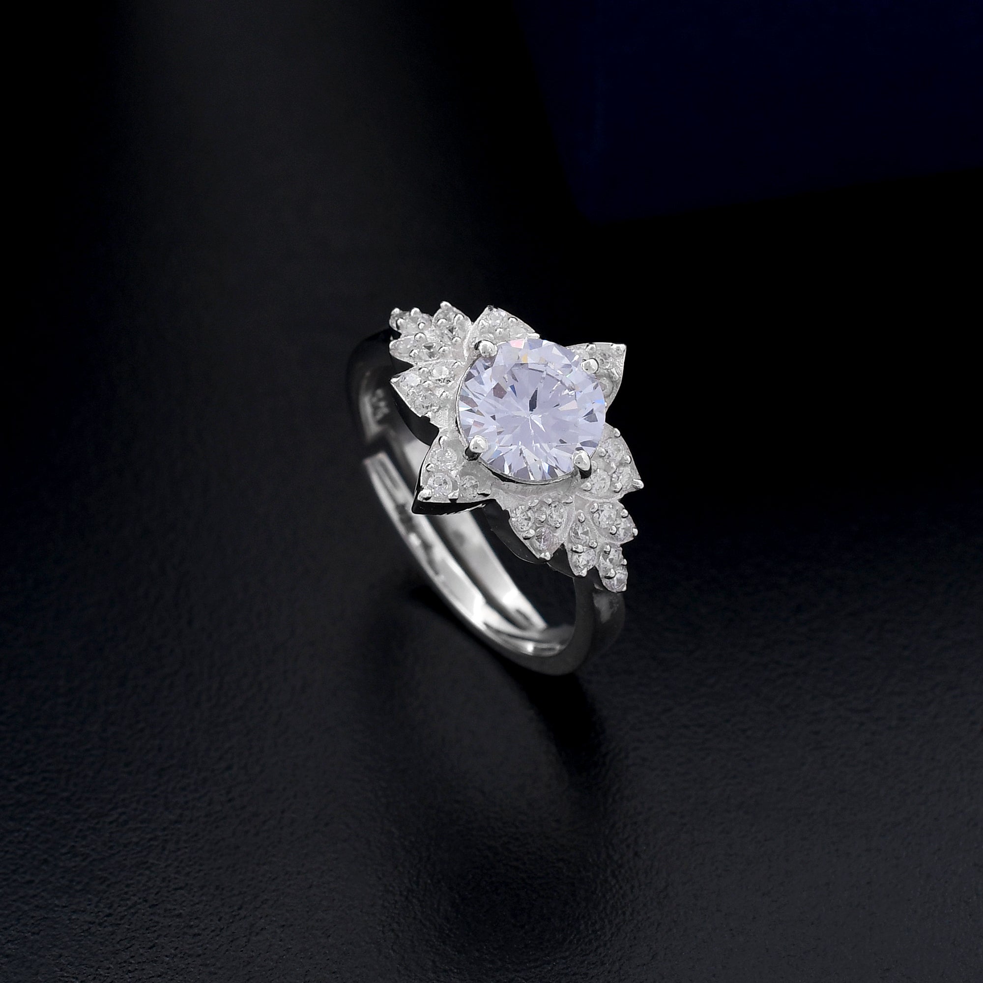 Flower Diamond 925 Sterling Silver Ring