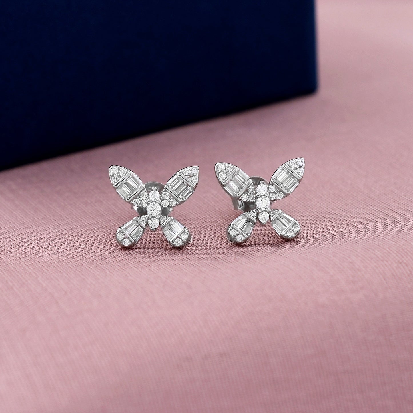Butterfly Diamond 925 Sterling Silver Studs