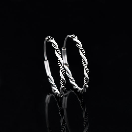 Twisted Hoop 925 Sterling Silver Hoop Earring