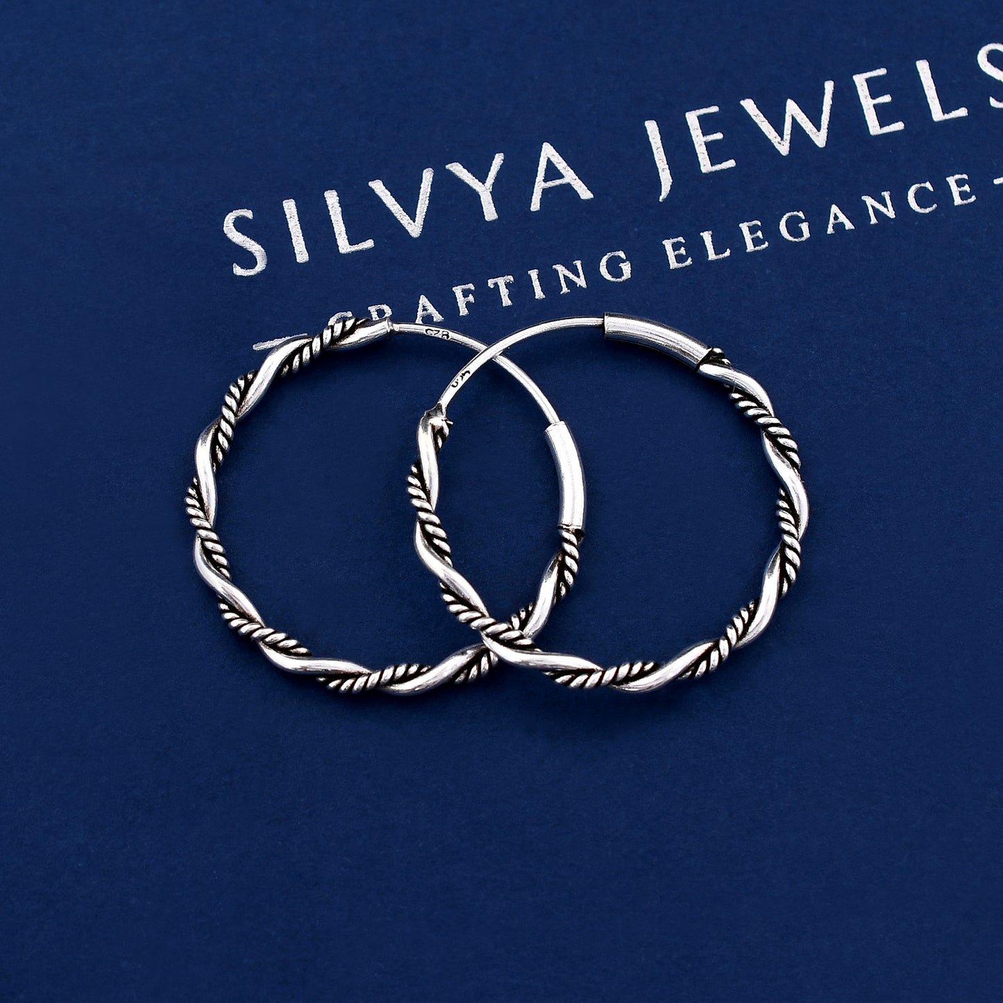 Twisted Hoop 925 Sterling Silver Hoop Earring