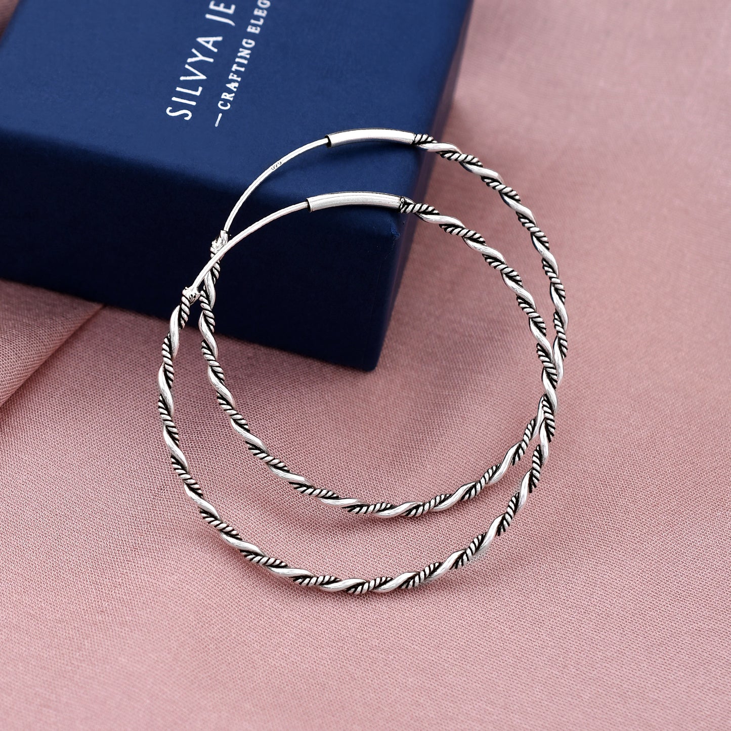 Twisted Hoop 925 Sterling Silver Hoop Earring