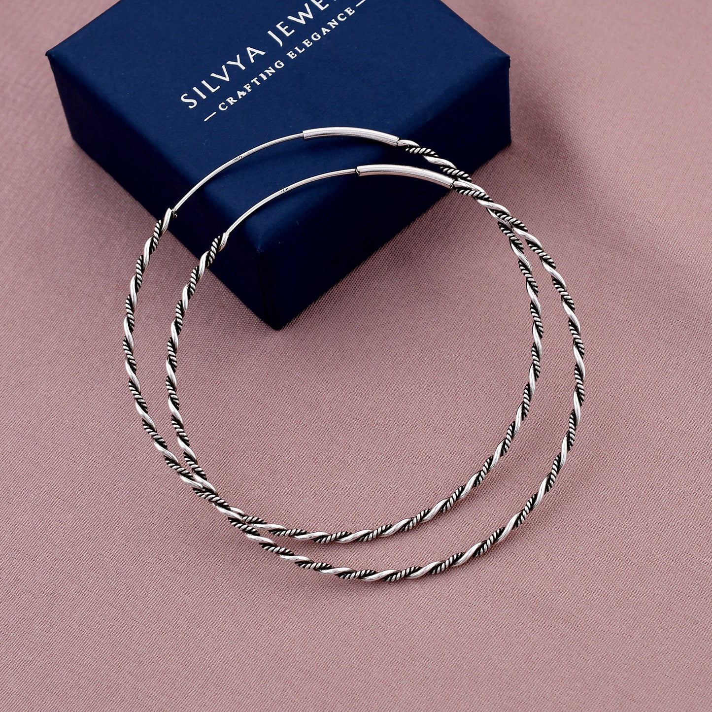 Twisted Hoop 925 Sterling Silver Hoop Earring