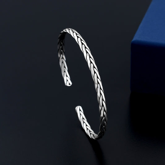 Braided Round 925 Sterling Silver Bracelet