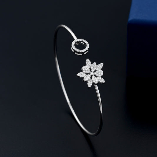 Zircon Flower Design 925 Sterling Silver Bracelet