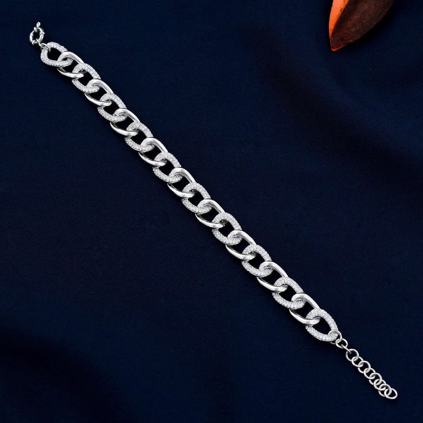 Cuban Link Diamond 925 Sterling Silver Bracelet