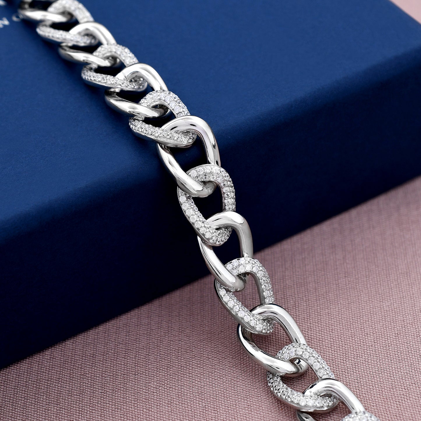 Cuban Link Diamond 925 Sterling Silver Bracelet
