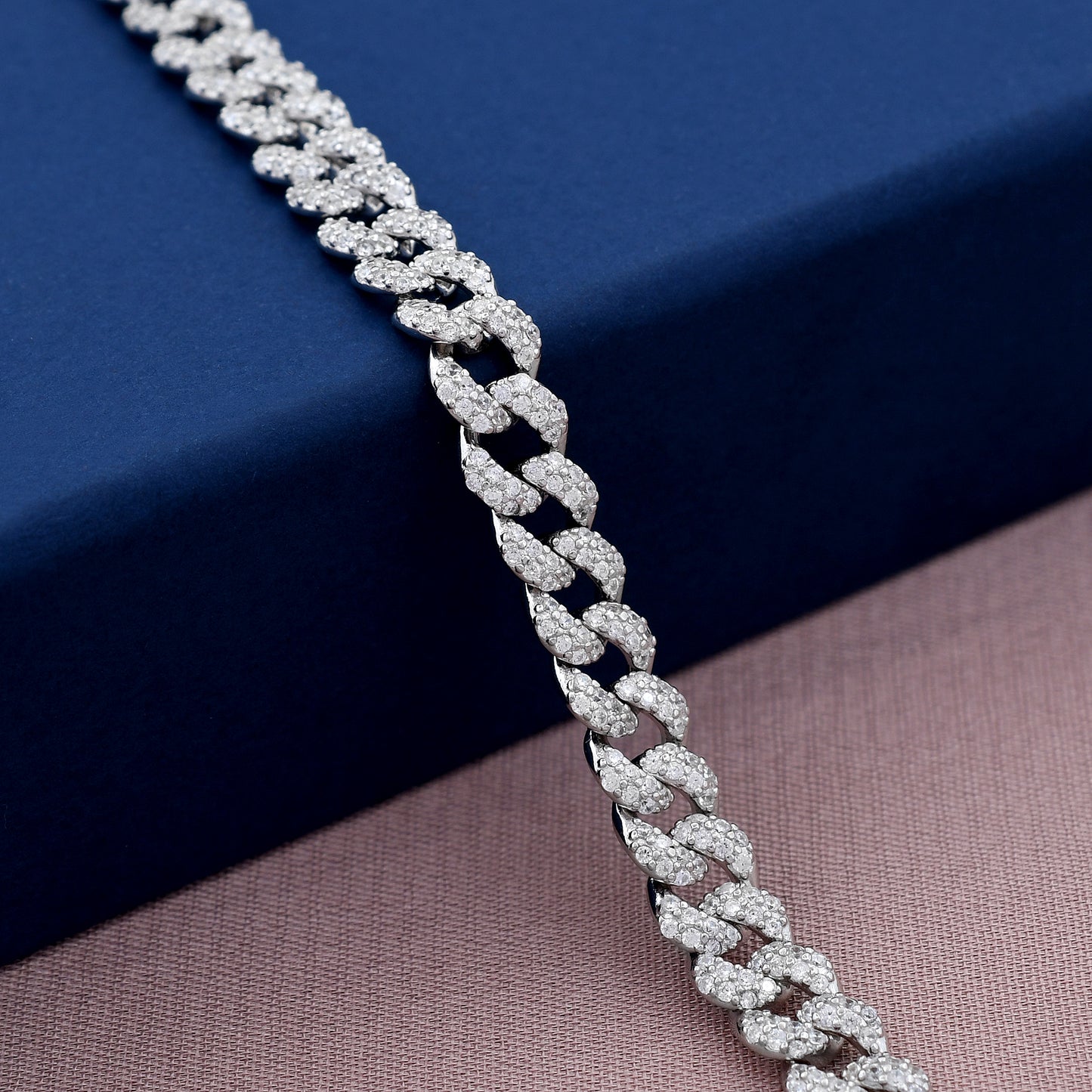 Cuban Link Diamond 925 Sterling Silver Bracelet