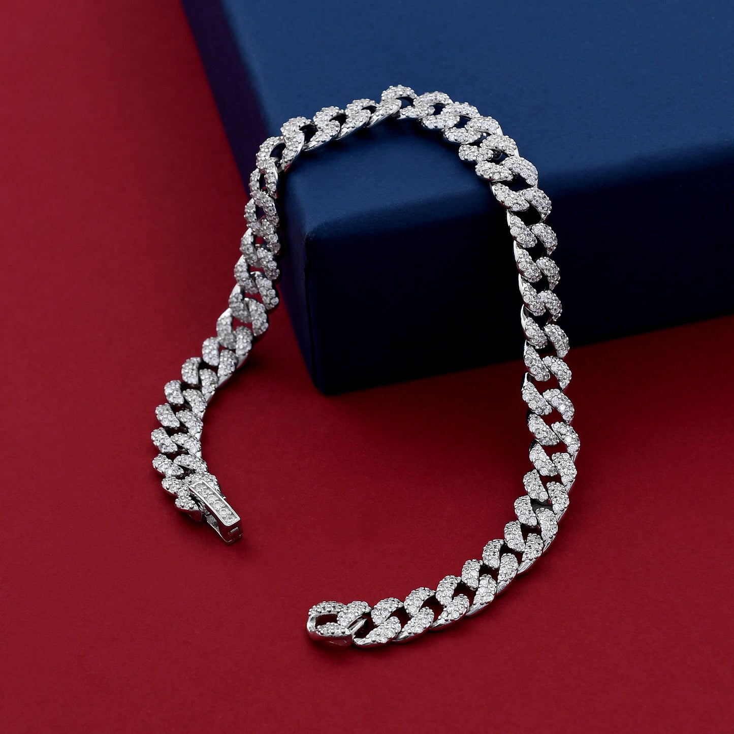 Cuban Link Diamond 925 Sterling Silver Bracelet