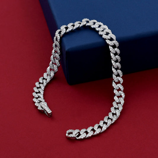 Cuban Link Diamond 925 Sterling Silver Bracelet