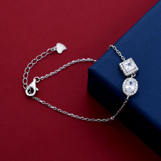 Crystal Classic Design 925 Sterling Silver Bracelet