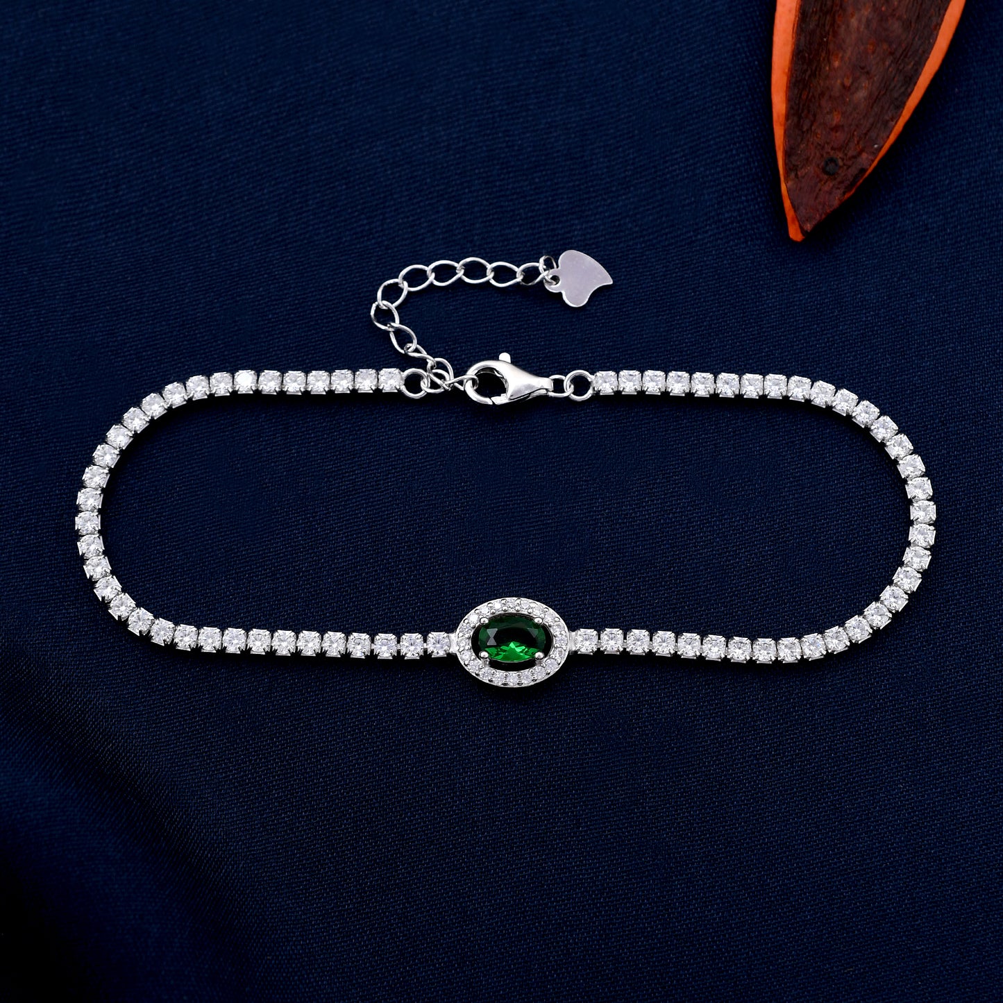 Emerald Diamond 925 Sterling Silver Bracelet