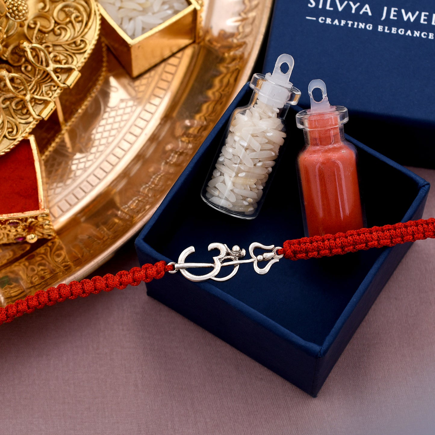 Trishul Om 925 Silver Rakhi
