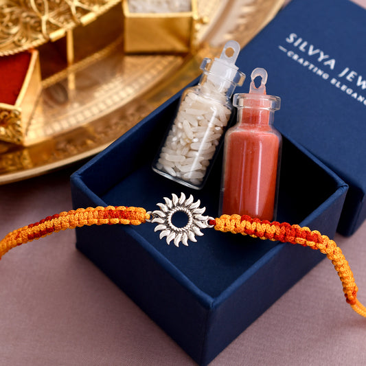Sunflower Design 925 Silver Rakhi