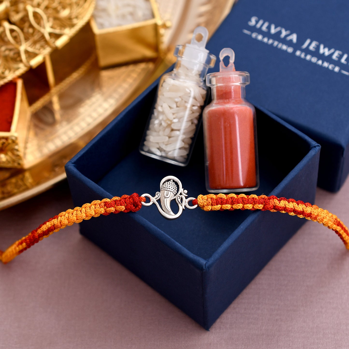 Shree Om Ganesha  925 Silver Rakhi